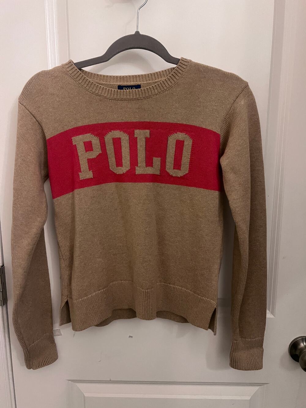 Polo Ralph Lauren Varsity Intarsia Logo Knit Sweater Girls XL(16) Preppy Classic - Picture 2 of 7
